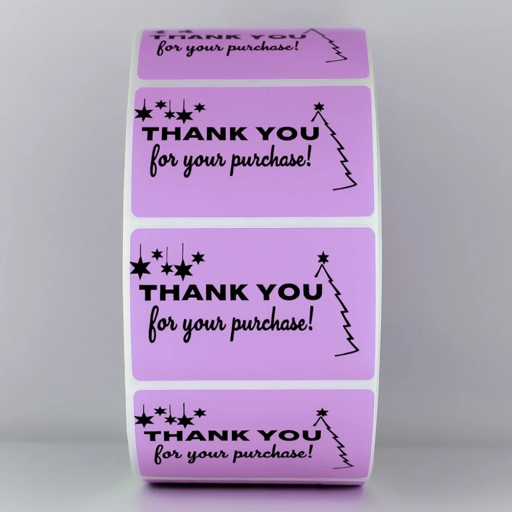 Thank You For Your Purchase Stickers Christmas Tree & Stars - Holiday Packaging